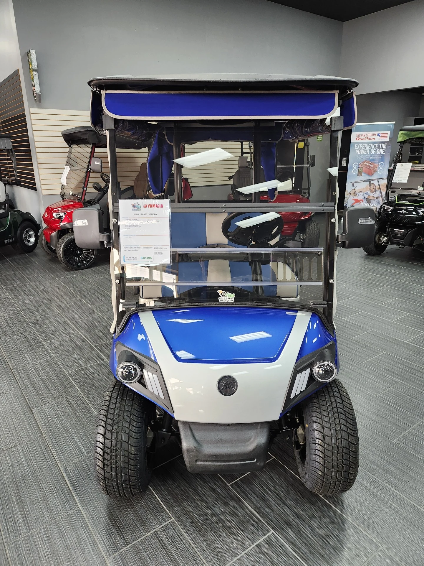 Blue 2021 Yamaha Drive 2 QuieTech EFI Golf Cart for Sale - Image 3