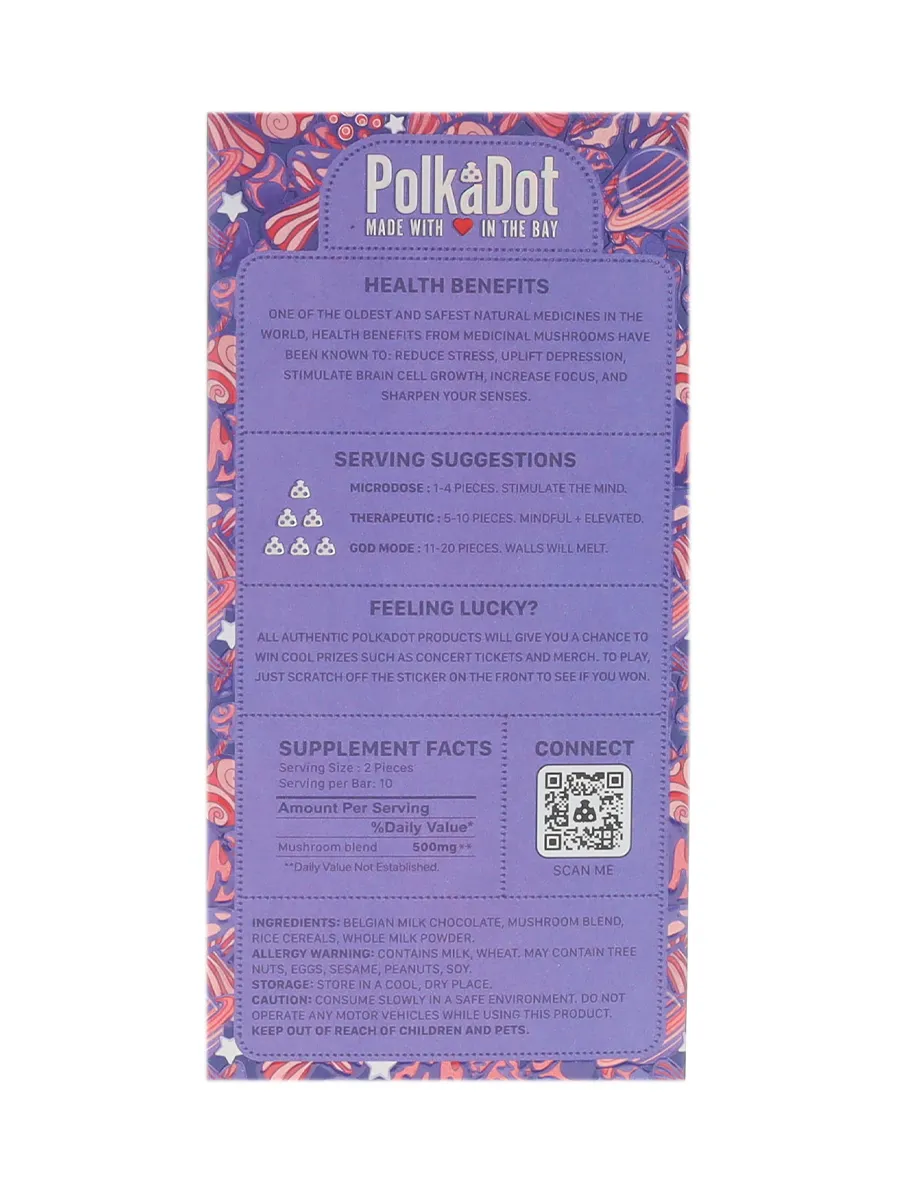 Crispy Crunch PolkaDot Magic Mushroom Belgian Milk Chocolate 250mg - Image 2