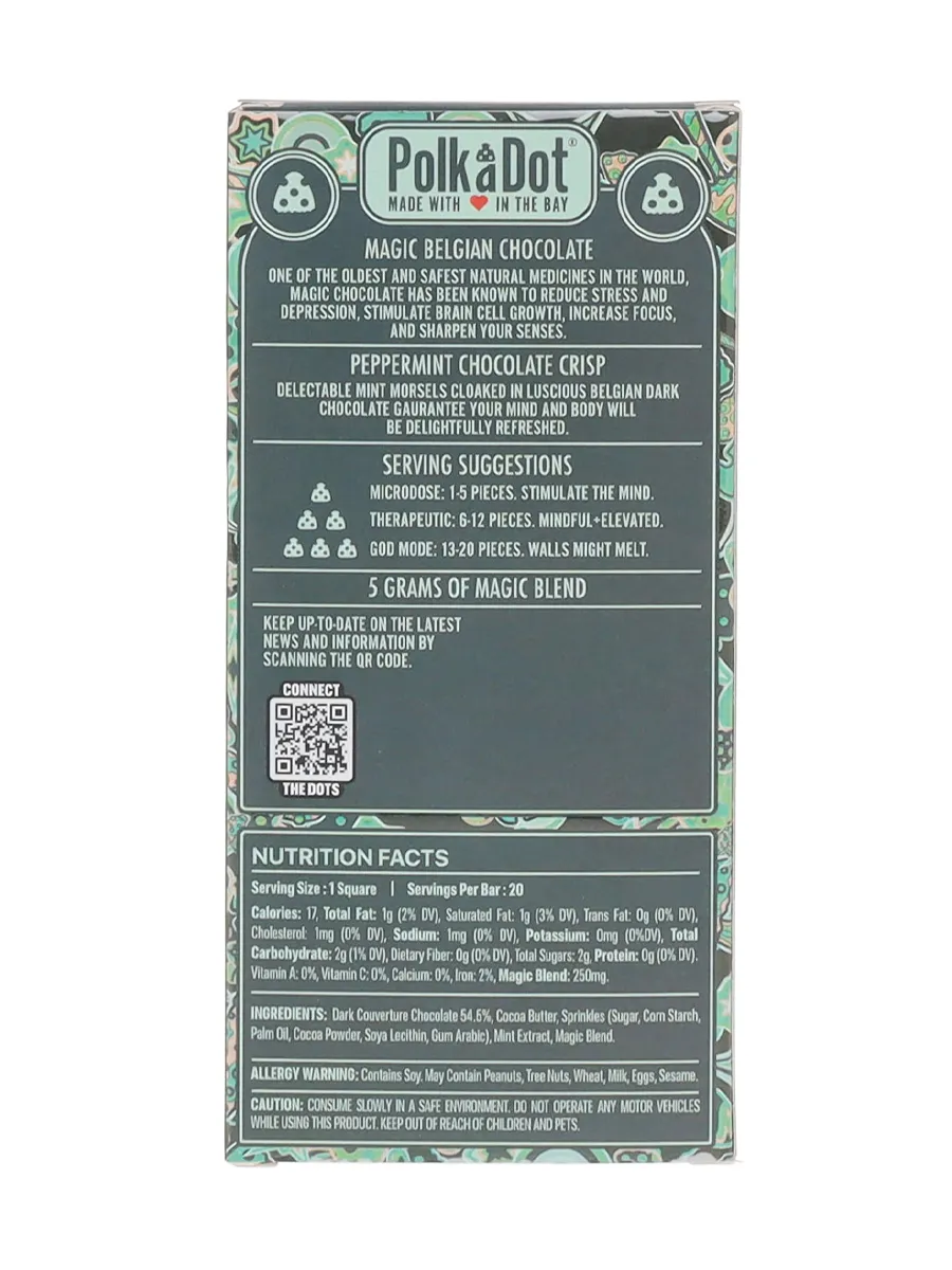 Peppermint Chocolate Crisp PolkaDot Magic Mushroom Belgian Dark Chocolate 250mg - Image 2