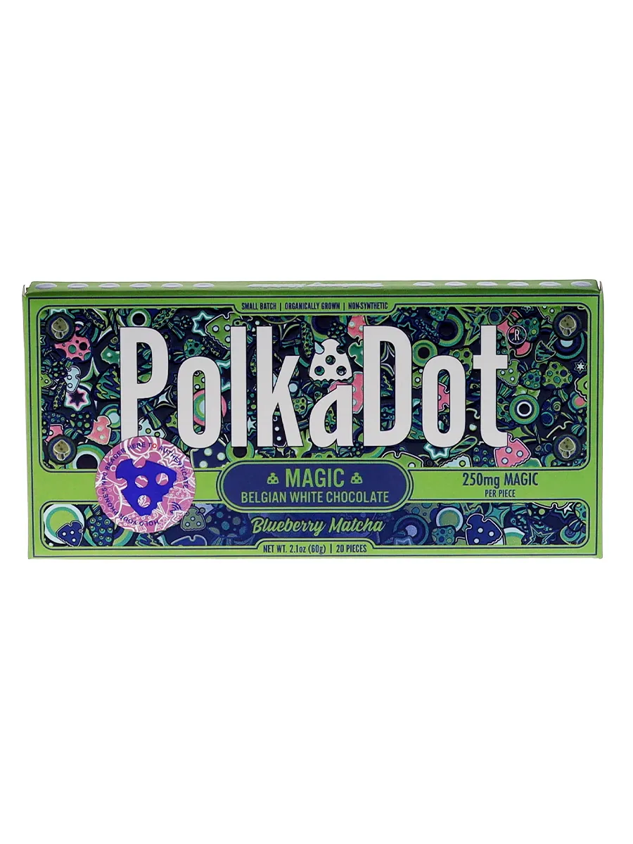 Blueberry Matcha PolkaDot Magic Mushroom Belgian White Chocolate 250mg