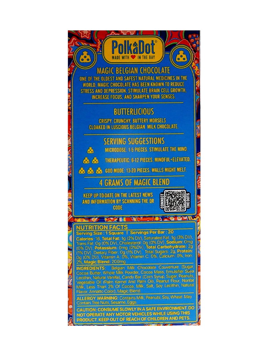 Butterlicious PolkaDot Magic Mushroom Belgian Milk Chocolate 200mg Magic Per Piece - Image 2