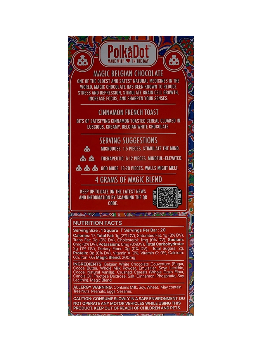 Cinnamon French Toast PolkaDot Magic Mushroom Belgian White Chocolate 200mg Magic Per Piece - Image 2