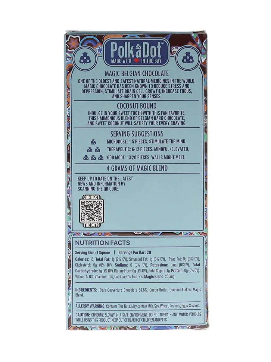 Coconut Bound PolkaDot Magic Mushroom Belgian White Chocolate 200mg Magic Per Piece - Image 2