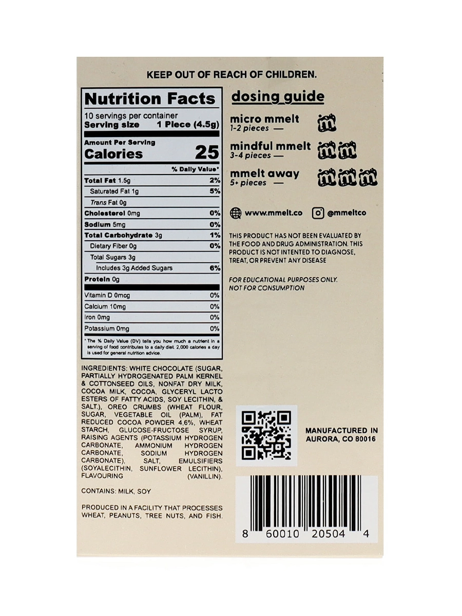 Cookies & Cream Mmelt Magic Mushroom Chocolate Bar 6G - Image 2