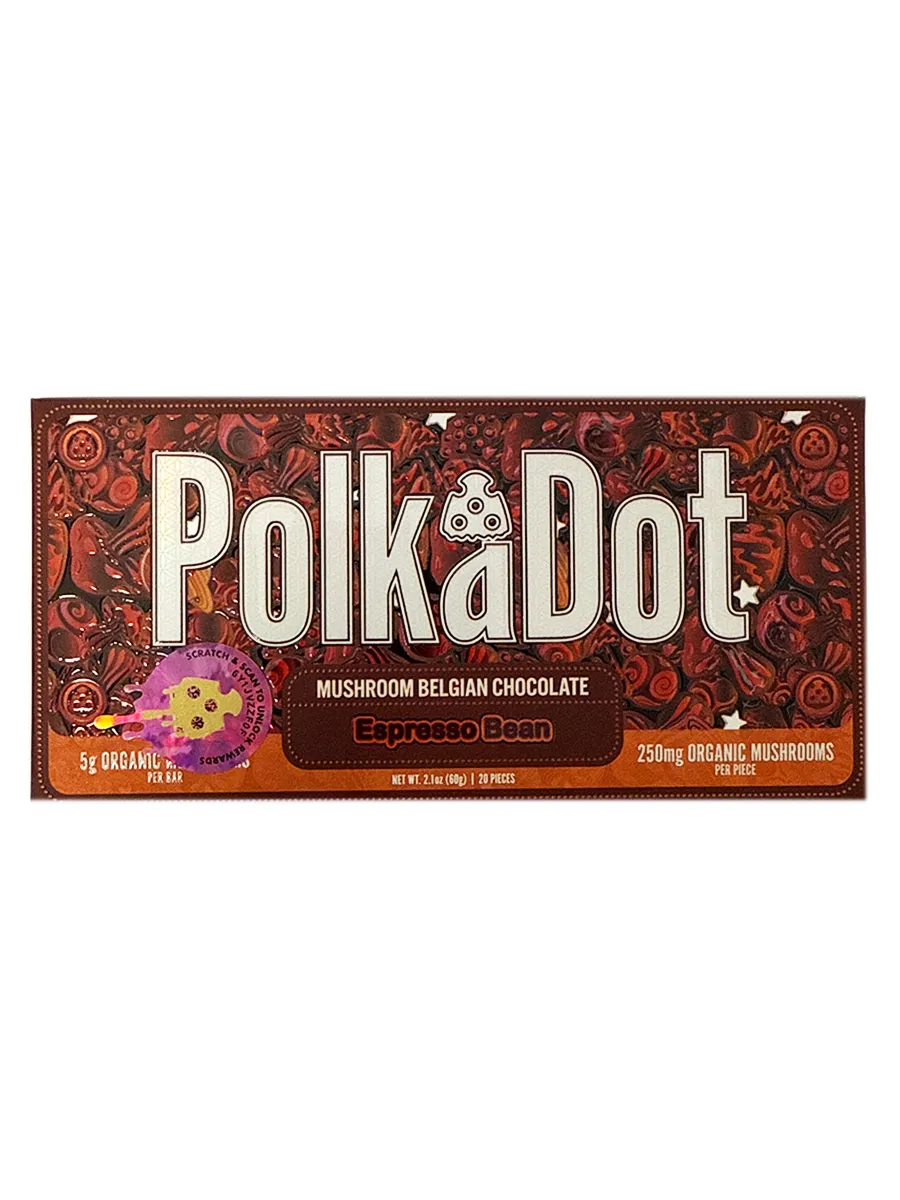 Espresso Bean PolkaDot Magic Mushroom Belgian Dark Chocolate 250mg Per Piece