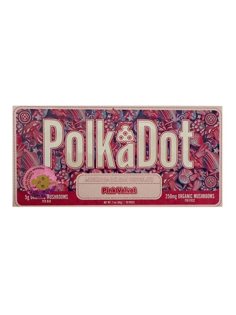 Pink Velvet PolkaDot Magic Mushroom Belgian White Chocolate 250mg Per Piece