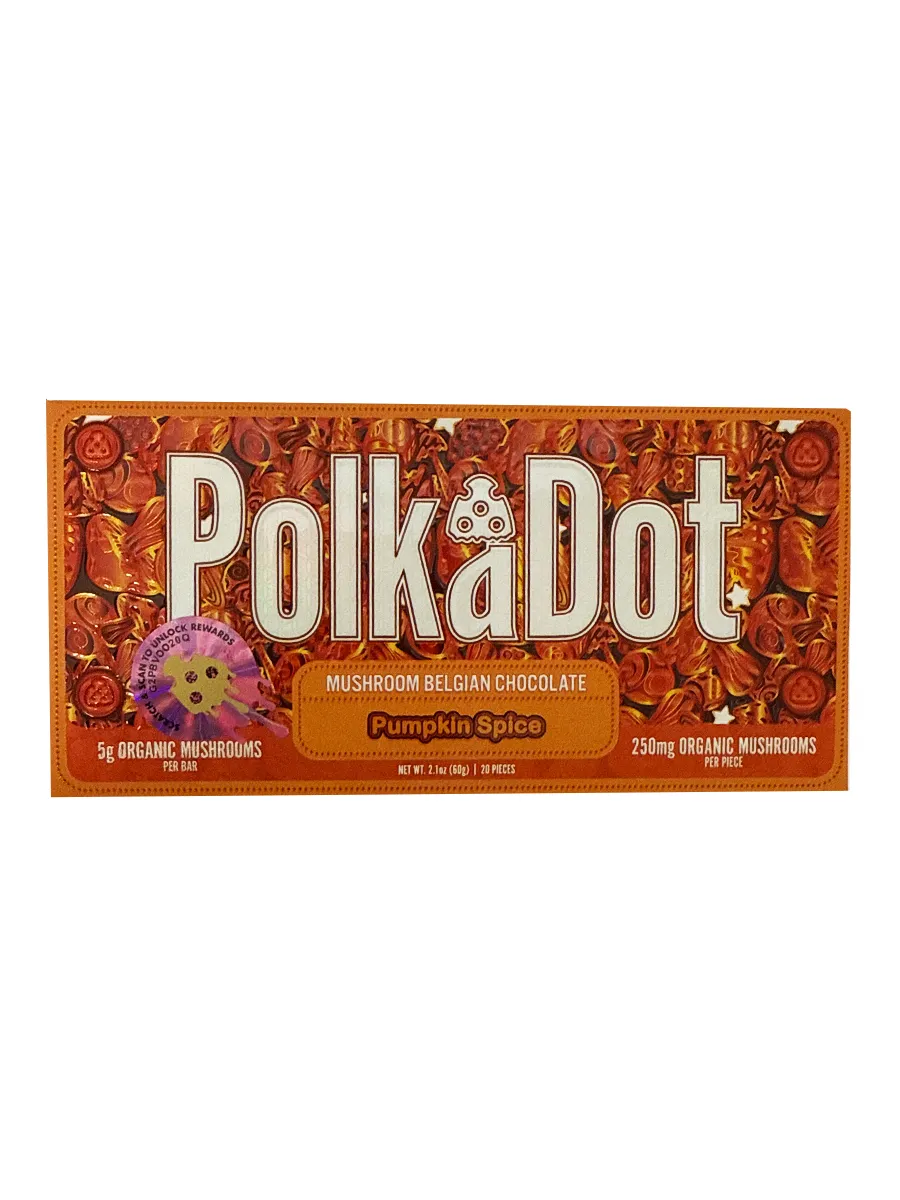 Pumpkin Spice PolkaDot Magic Mushroom Belgian White Chocolate 250mg Per Piece