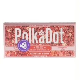 Raspberry Muffin PolkaDot Magic Mushroom Belgian White Chocolate 200mg Magic Per Piece