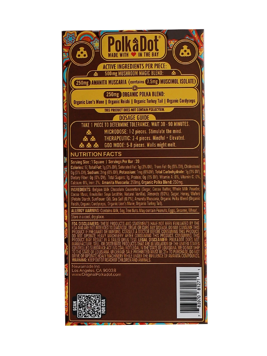 Torrone Delight PolkaDot Magic Mushroom Belgian Chocolate 500mg - Image 2
