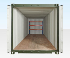 ADJUSTABLE, HEAVY DUTY THREE TIER RACKING FOR REAR OF CONTAINER